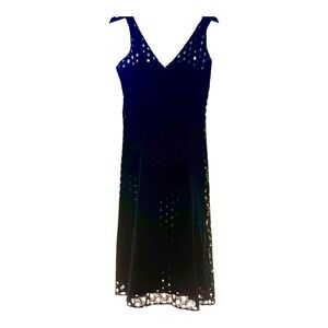 Black Eyelet V-Neck Midi Sundress M